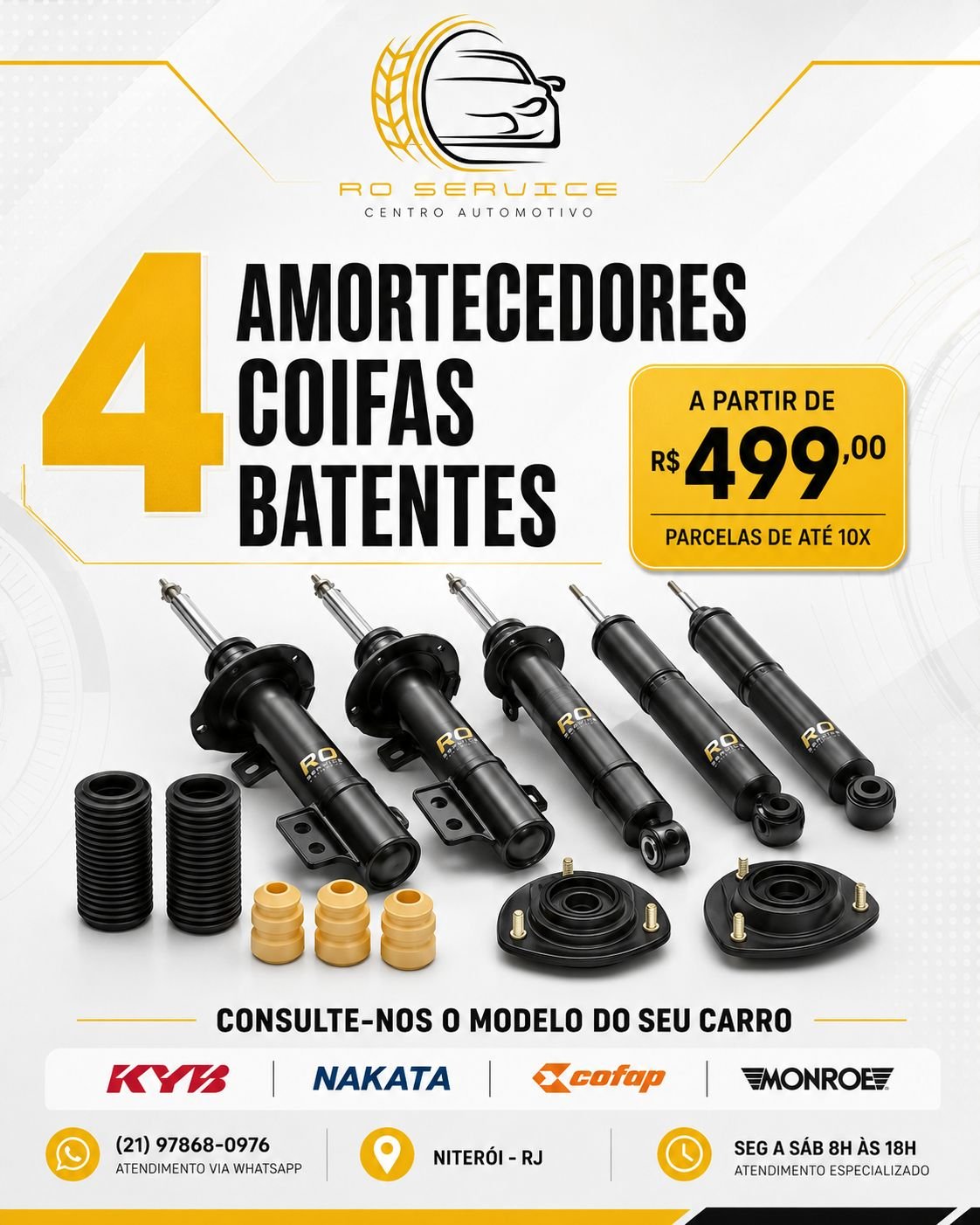 Kit 4 amortecedores + coifas + batentes a partir de R$ 499 em até 10x